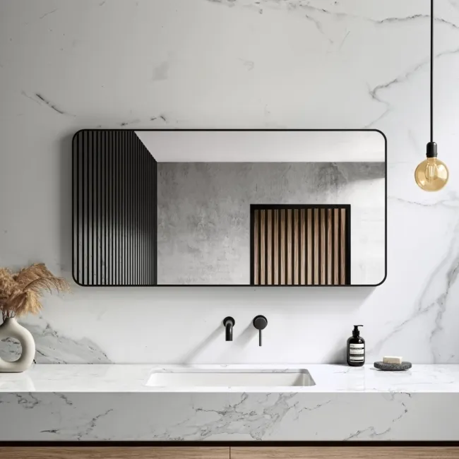 Essence Black Framed Rectangular Bathroom Mirror 600x1200mm