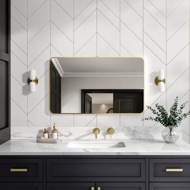 Essence Brushed Brass Rectangular Bathroom Mirror 600x1000mm