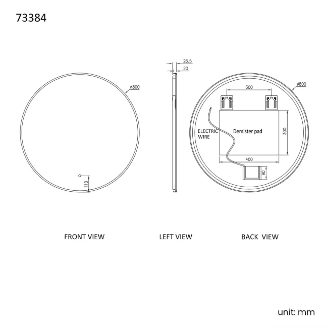 Delilah Brushed Brass Round Backlit Illuminated LED Mirror 800mm