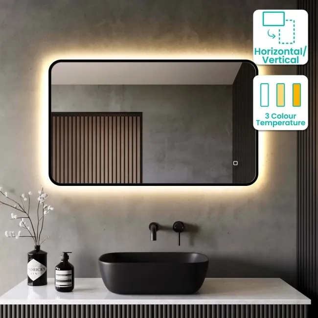 Mila Black Framed Backlit llluminated LED Mirror 600x1000mm