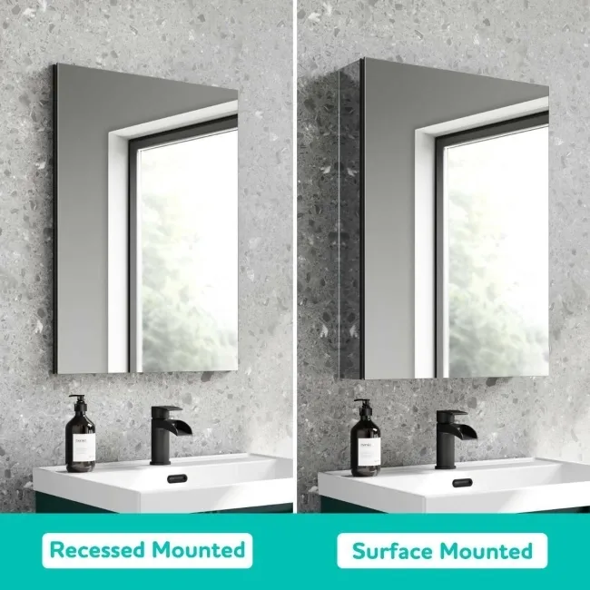Esme Matt Black Recessed Mirror Cabinet 700x800mm