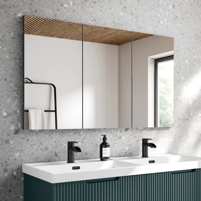 Esme Matt Black Recessed Mirror Cabinet 700x1200mm