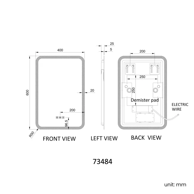 Jolie Illuminated LED Mirror With BLUETOOTH Speaker 600x400mm