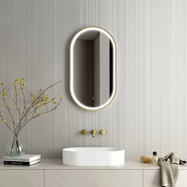 Ada Brushed Brass Illuminated LED Mirror 900x500mm