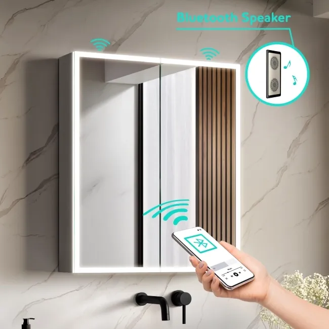 Margot Illuminated LED Mirror Cabinet With BLUETOOTH Speaker & USB Port 700x600mm
