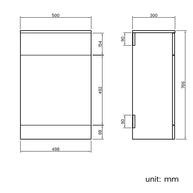 Quartz Stone Grey Back To Wall Toilet Unit 500mm
