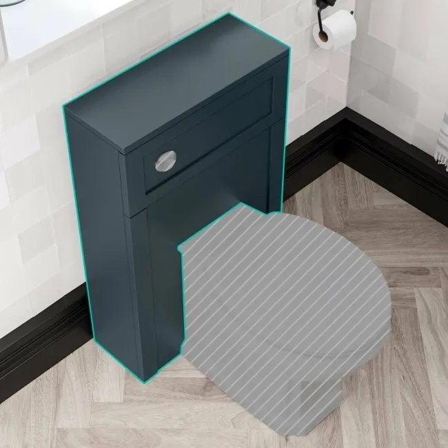 Inky Blue Slimline Back To Wall Toilet Unit 500mm