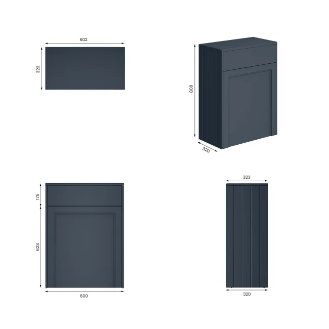 Monaco Inky Blue Back To Wall Toilet Unit 600mm