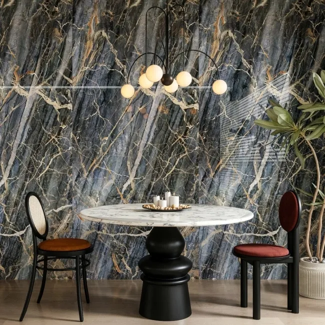 Trepanel Aqua Luxe® Blue Dramatic Marble Effect Embossed Gloss SPC XXL Wall Panel