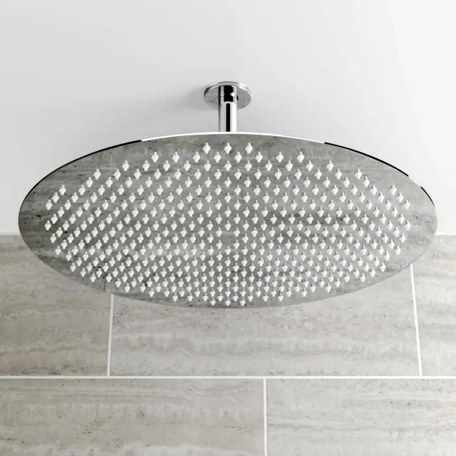 Ballina Premium Ceiling Chrome Round Thermostatic Shower Set - 400mm Head & Hand Shower