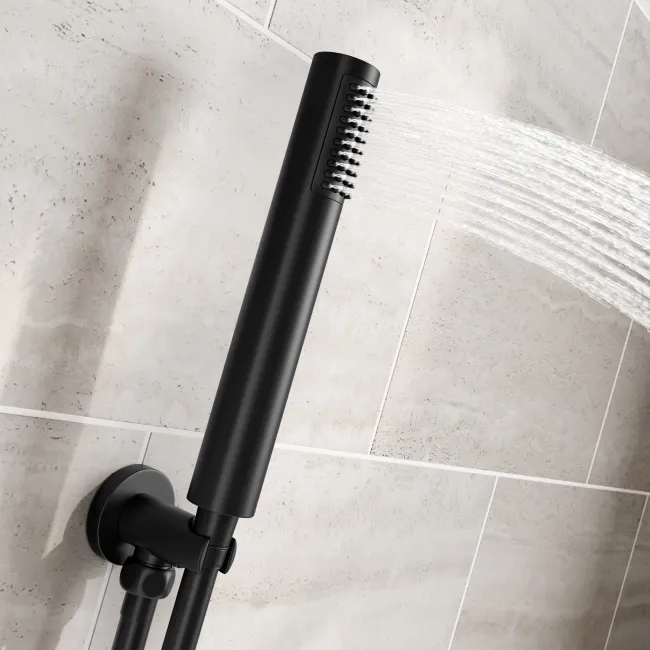 Ballina Premium Matt Black Round Thermostatic Shower Set - 200mm Head & Hand Shower
