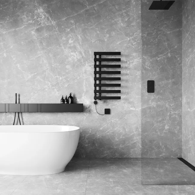 Palermo Electric Matt Black Designer Heated Towel Rail 800x450mm