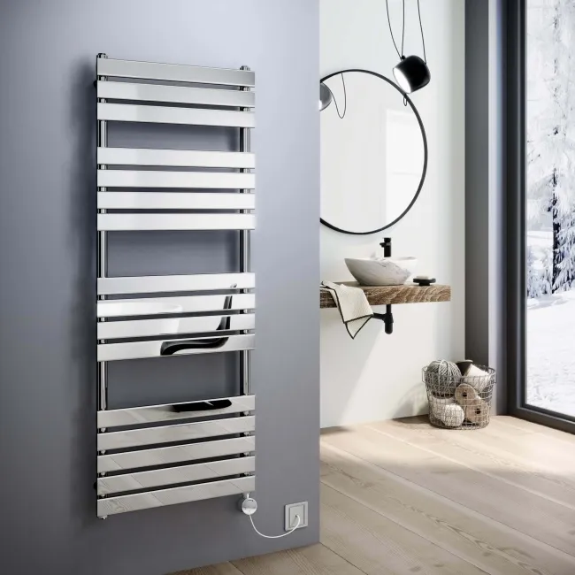 Santorini Electric Chrome Flat Panel Heated Towel Rail 1600x600mm