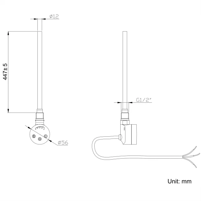 Santorini Electric Matt Black Flat Panel Heated Towel Rail 1400x450mm
