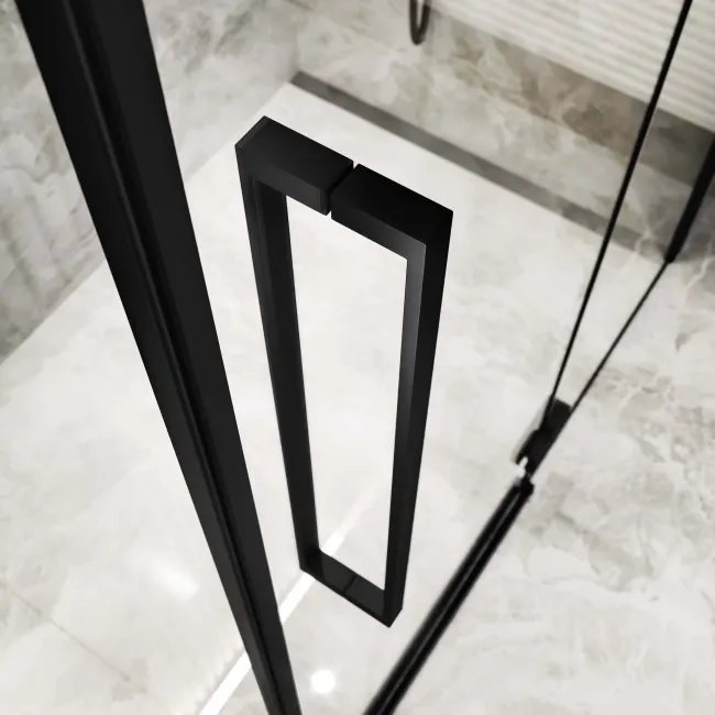 Helsinki Matt Black Premium Easy Clean 8mm Hinged Shower Enclosure 1200x800mm