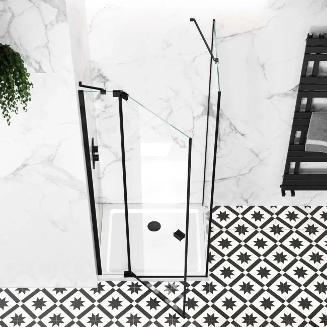 Vienna Matt Black Easy Clean 8mm Hinged Shower Enclosure 800x800mm