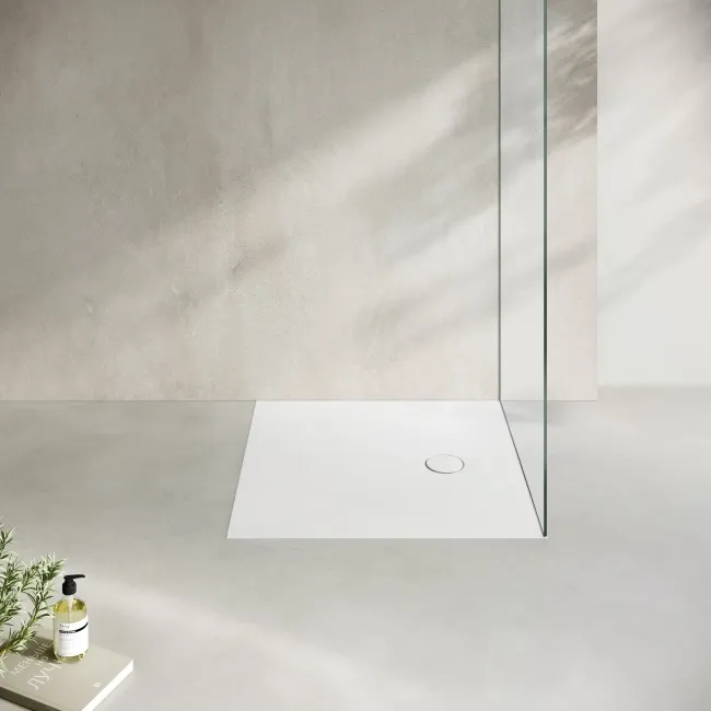 Seoul Low Profile Square Matt White Stone Shower Tray 900x900mm
