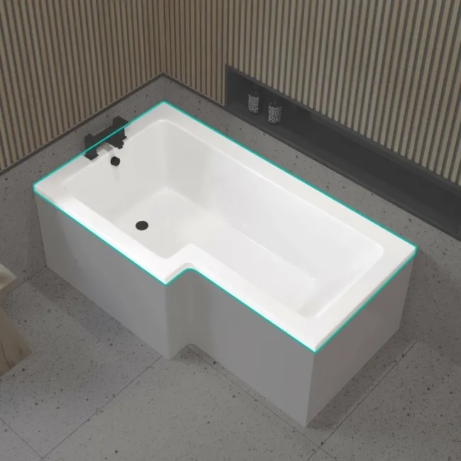 L Shaped 1500 Shower Bath - Left Handed