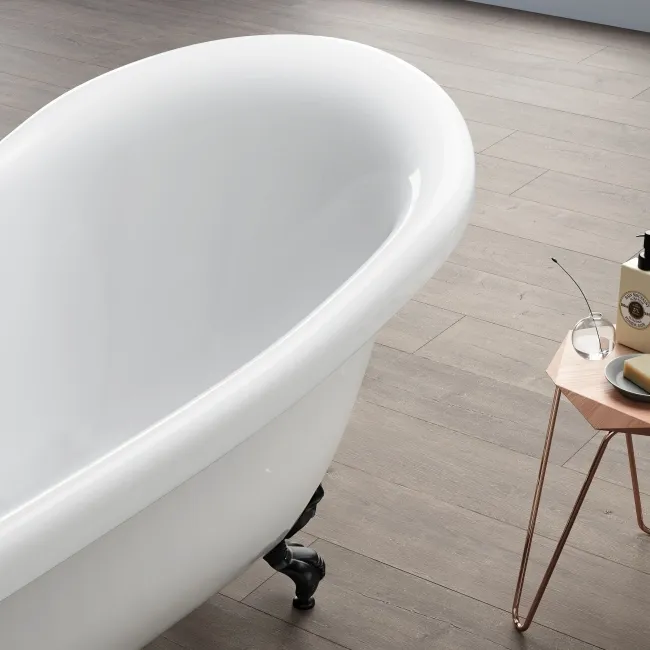 Highbury 1550mm Roll Top Slipper Bath - Black Ball Feet