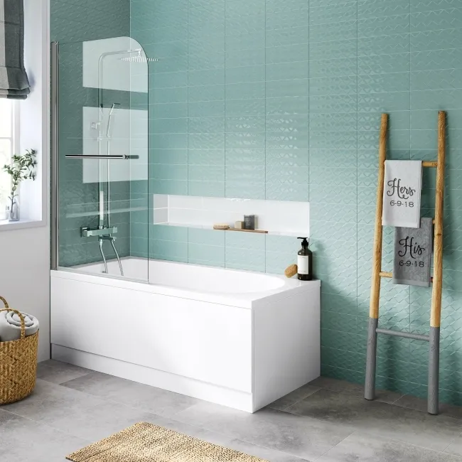 Stafford 1500x700 Shower Bath & 4mm Screen with Rail