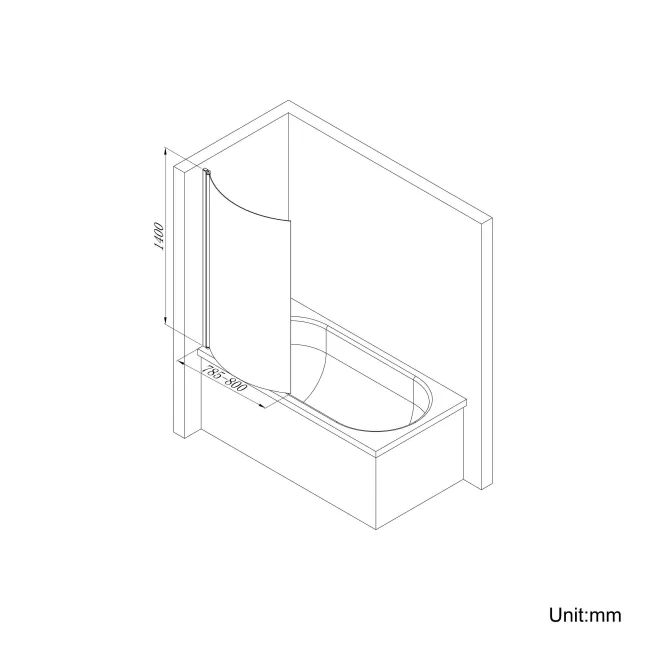P Shaped 1500 Shower Bath with Front Panel & 4mm Screen - Right Handed