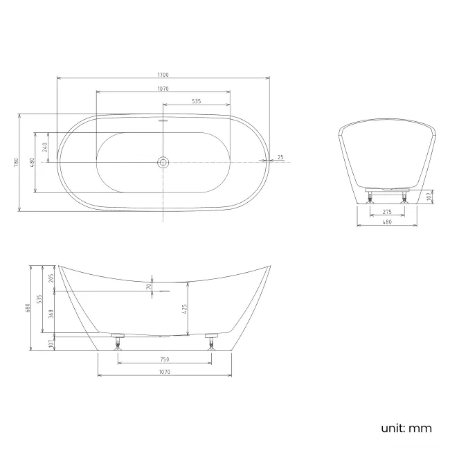 Somer 1700 Freestanding Bath