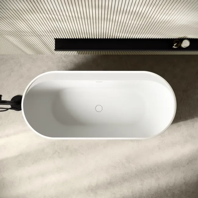 Shore 1700 Matt White Freestanding Bath - Matt Black Feet