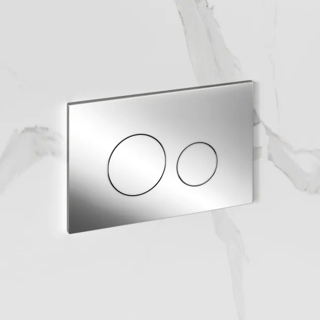 Idaho Pneumatic Concealed Cistern with Chrome Flush Plate - Round Buttons