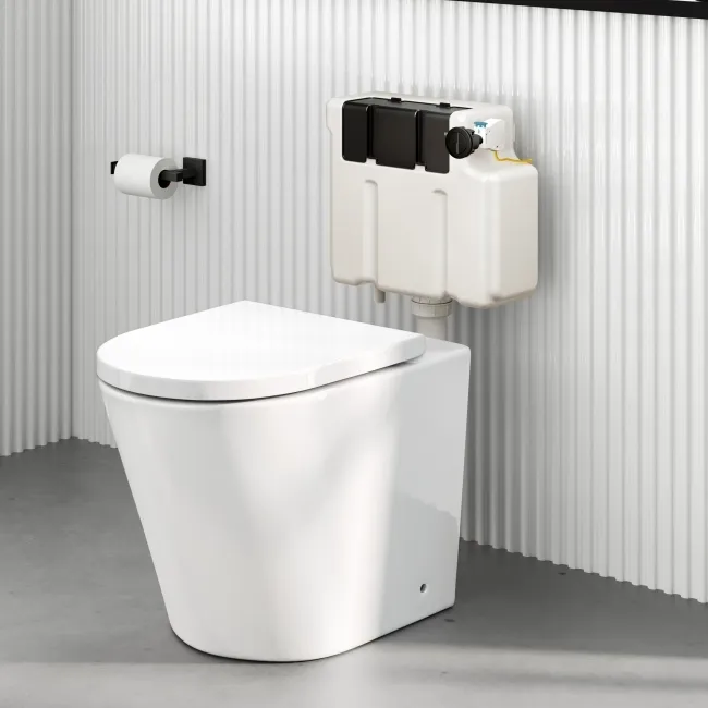 Detroit Cable Operated Concealed Cistern With Matt Black Round Push Button Dia.48mm