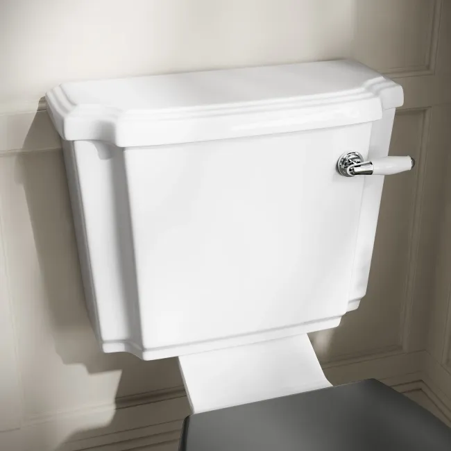 Hudson Traditional Close Coupled Toilet With Graphite Grey Wooden Seat
