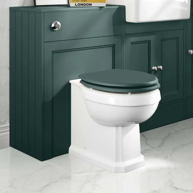 Hudson Traditional Back To Wall Toilet With Midnight Green Wooden Seat