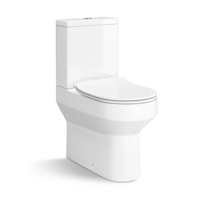 Denver Rimless Fully Back to Wall Close Coupled Toilet With Soft Close Slim Seat