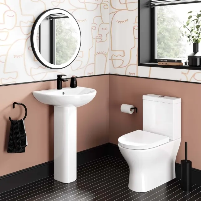 Orlando Rimless Fully Back to Wall Close Coupled Toilet With Soft Close Seat