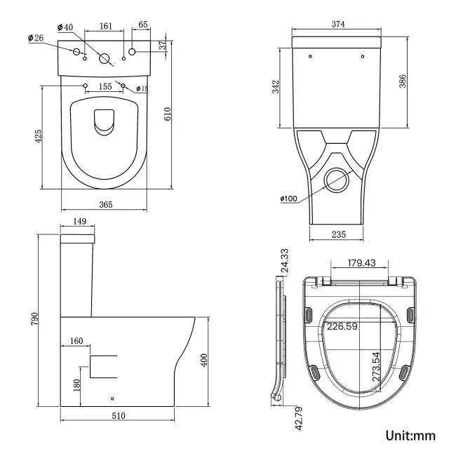Orlando Rimless Fully Back to Wall Close Coupled Toilet With Soft Close Slim Seat