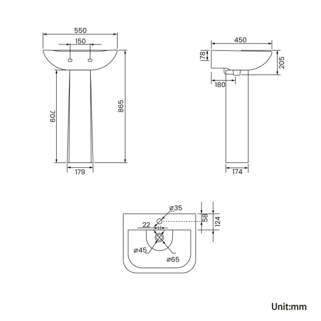 Atlanta Rimless Close Coupled Toilet & Pedestal Basin Set