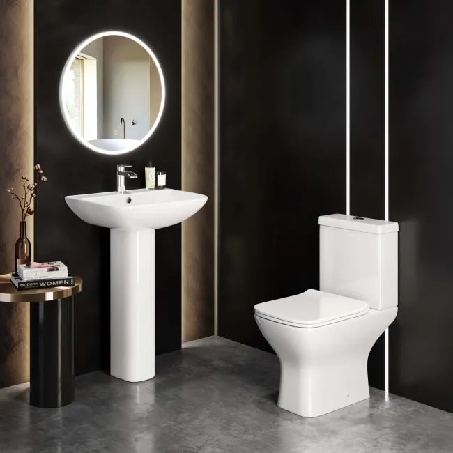 Atlanta Rimless Close Coupled Toilet & Pedestal Basin Set