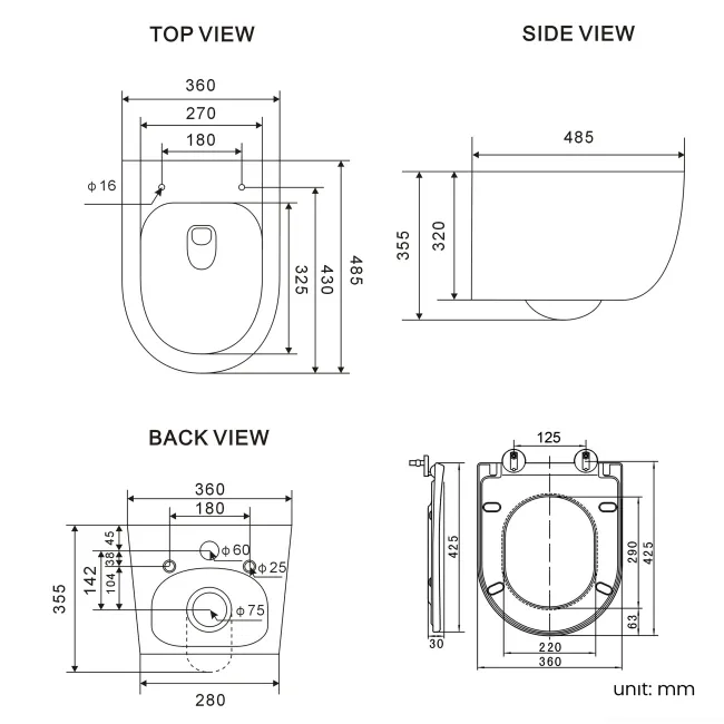 Utah Rimless Wall Hung Toilet With Premium Soft Close Seat