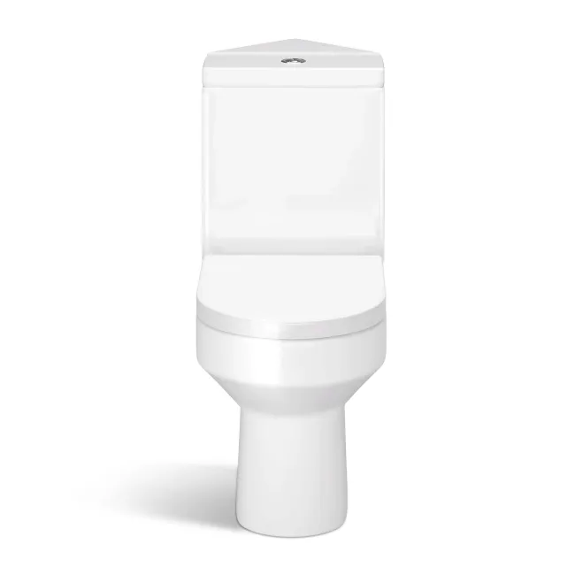 Denver Rimless Fully Back to Wall Close Coupled Corner Toilet With Soft Close Seat