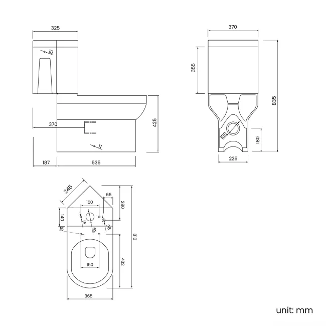 Denver Rimless Fully Back to Wall Close Coupled Corner Toilet With Soft Close Seat