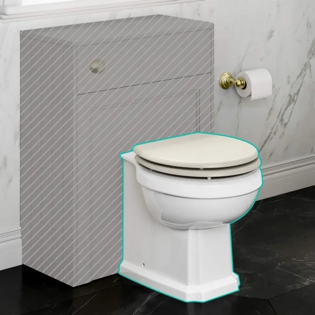 Hudson Traditional Back To Wall Toilet With Chalk White Wooden Seat - Brushed Brass Hinges