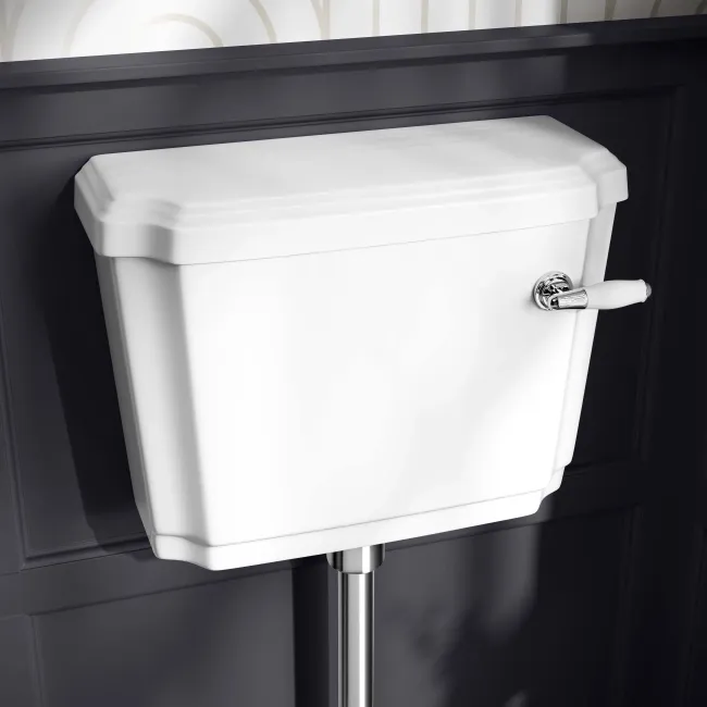 Hudson Traditional Low-Level Toilet With Cashmere Pink Seat & Pedestal Basin - Double Tap Hole