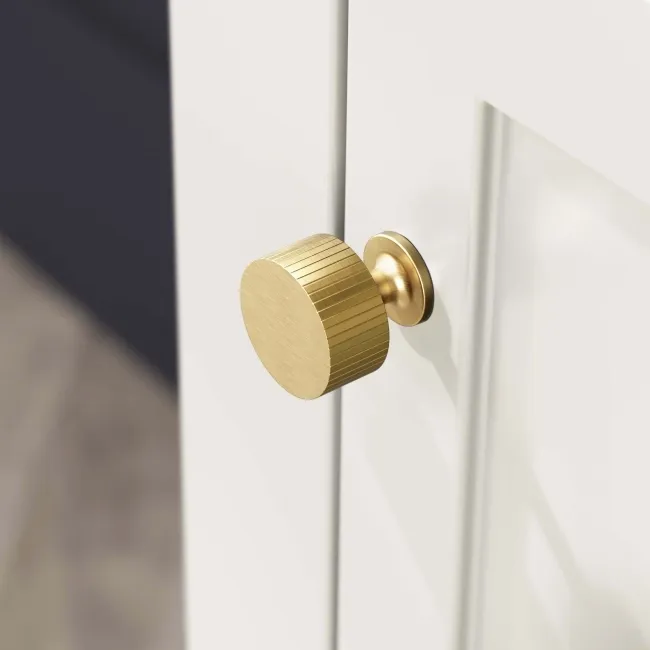 Bermuda Chalk White Floor Standing Tall Cabinet 1500x350mm - Brushed Brass Accents