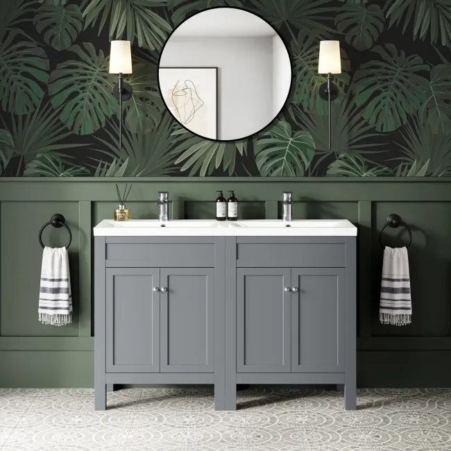 Bermuda Dove Grey Double Basin Vanity 1200mm