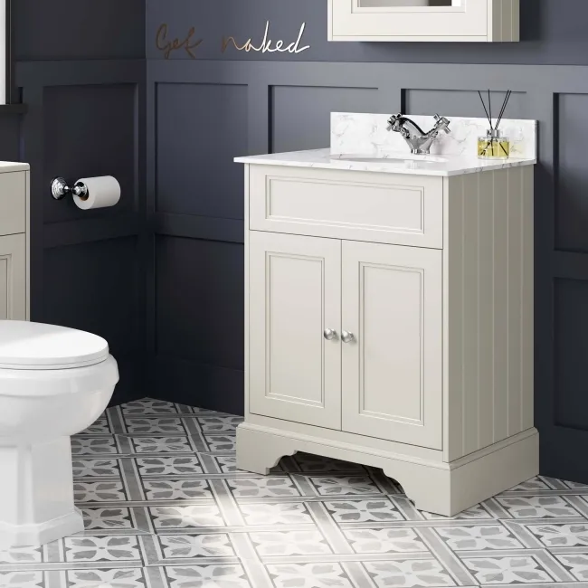 Lucia Chalk White Vanity with Marble Top & Undermount Basin 630mm