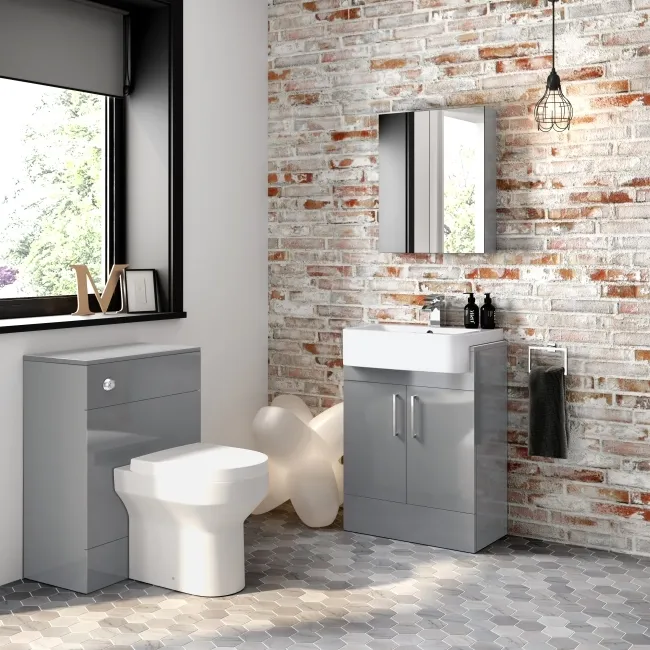 Harper Stone Grey Vanity with Semi Recessed Basin 600mm