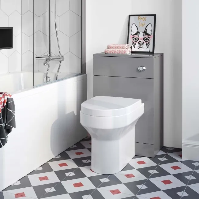 Quartz Stone Grey Back To Wall Unit and Denver Toilet