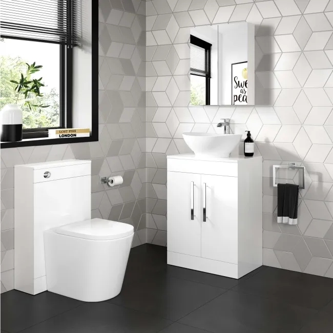 Avon Gloss White Vanity with Oval Counter Top Basin 600mm