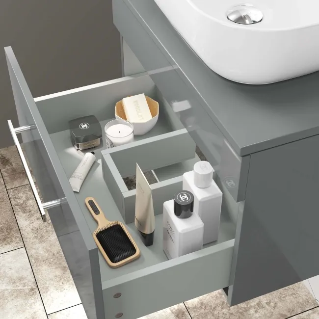 Avon Stone Grey Wall Hung Drawer 600mm - Excludes Counter Top Basin