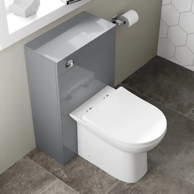 Avon & Trent Stone Grey Slimline Back To Wall Unit and Aruba Toilet