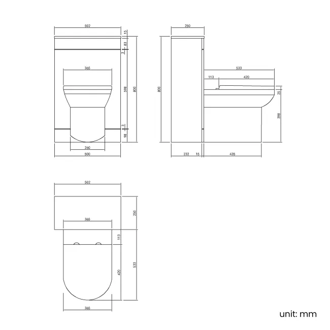 Avon & Trent Stone Grey Slimline Back To Wall Unit and Miami Toilet